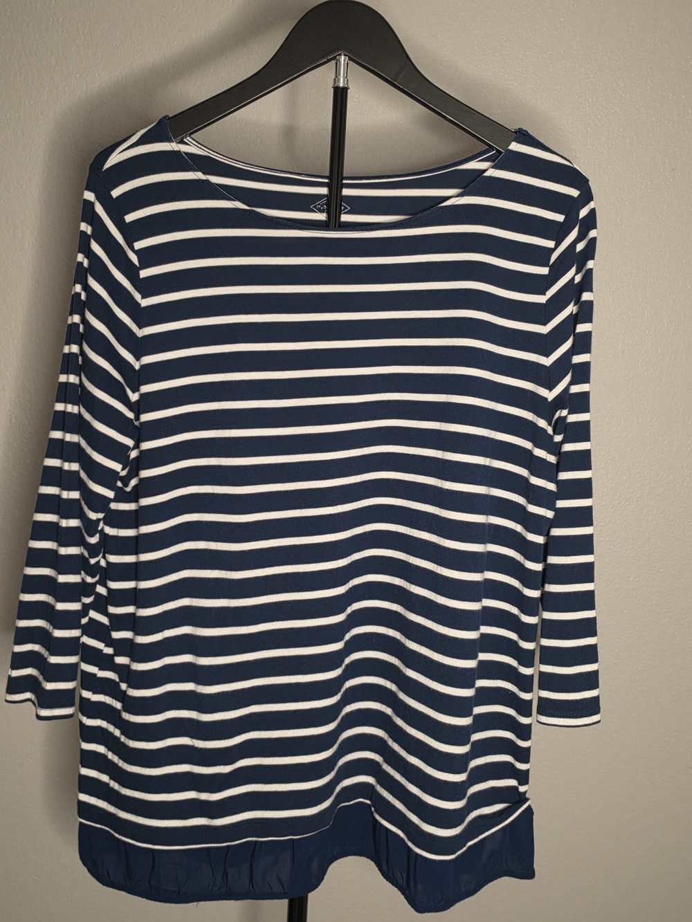 St. John's Bay Navy & White Striped Long Sleeve Tee